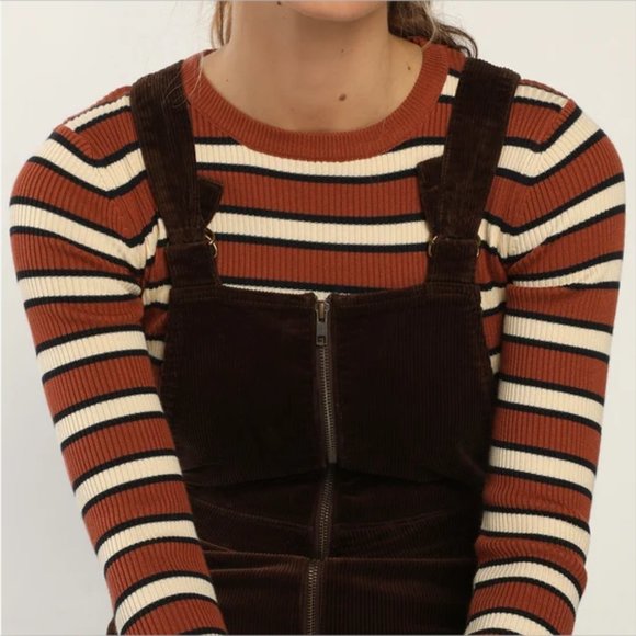 Rolla's Eastcoast Flare Brown Corduroy Overalls Stretch Retro Size 32 NWT - Picture 5 of 6